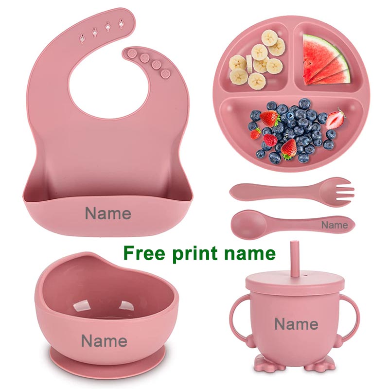 Baby Food Menu - Gepersonaliseerde Naam Babyvoedingssets Siliconen Zuignap Bord
