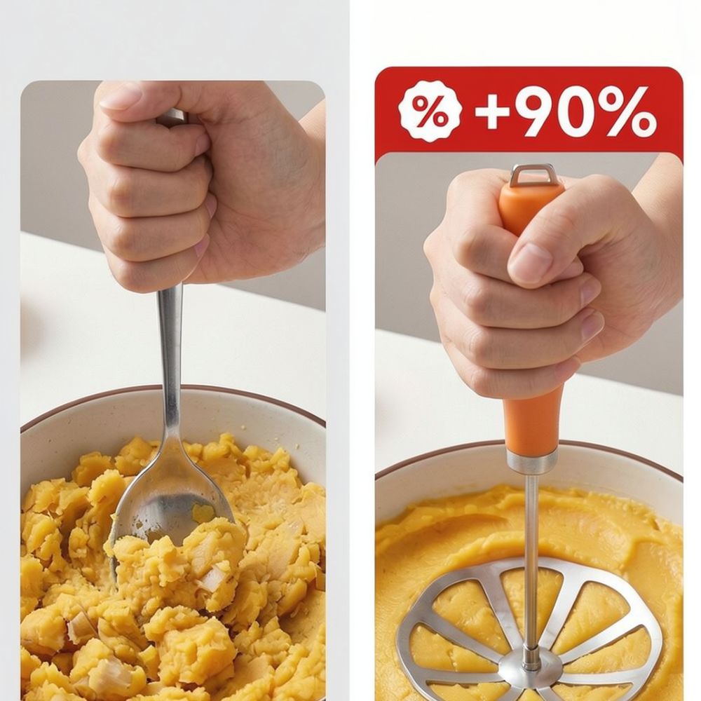 Baby Food Vegetables - 304 roestvrijstalen aardappelstamper, handmatige groentestamper, afneembaar